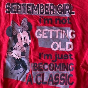 September Birthday Minnie Mouse Classic Crewneck Sweatshirt Red XL